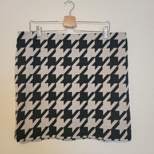 Vintage Worthington Houndstooth Mini Knit Skirt Black/Cream Elastic Waist XL